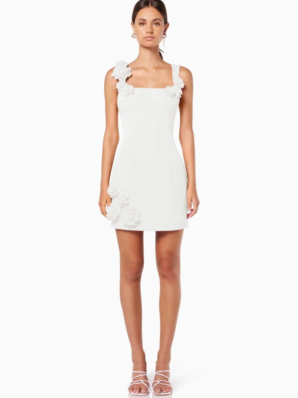 Elliatt Ivory Floral Appliqué Cocktail Dress